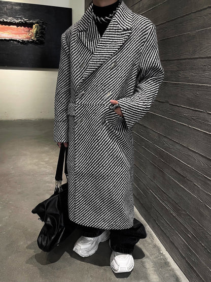 Striped Oversize Long Coat WN9411