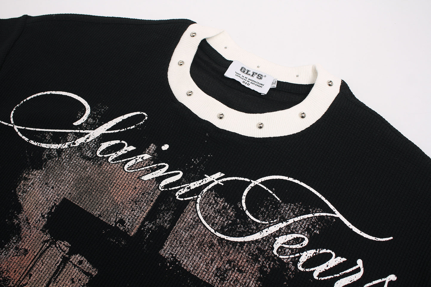 Waffle Graffiti Print Oversize Short Sleeve T-Shirt WN25933