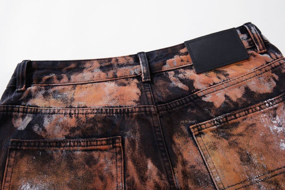 Paint Splatter Workwear Wide Leg Denim Jeans WN27921