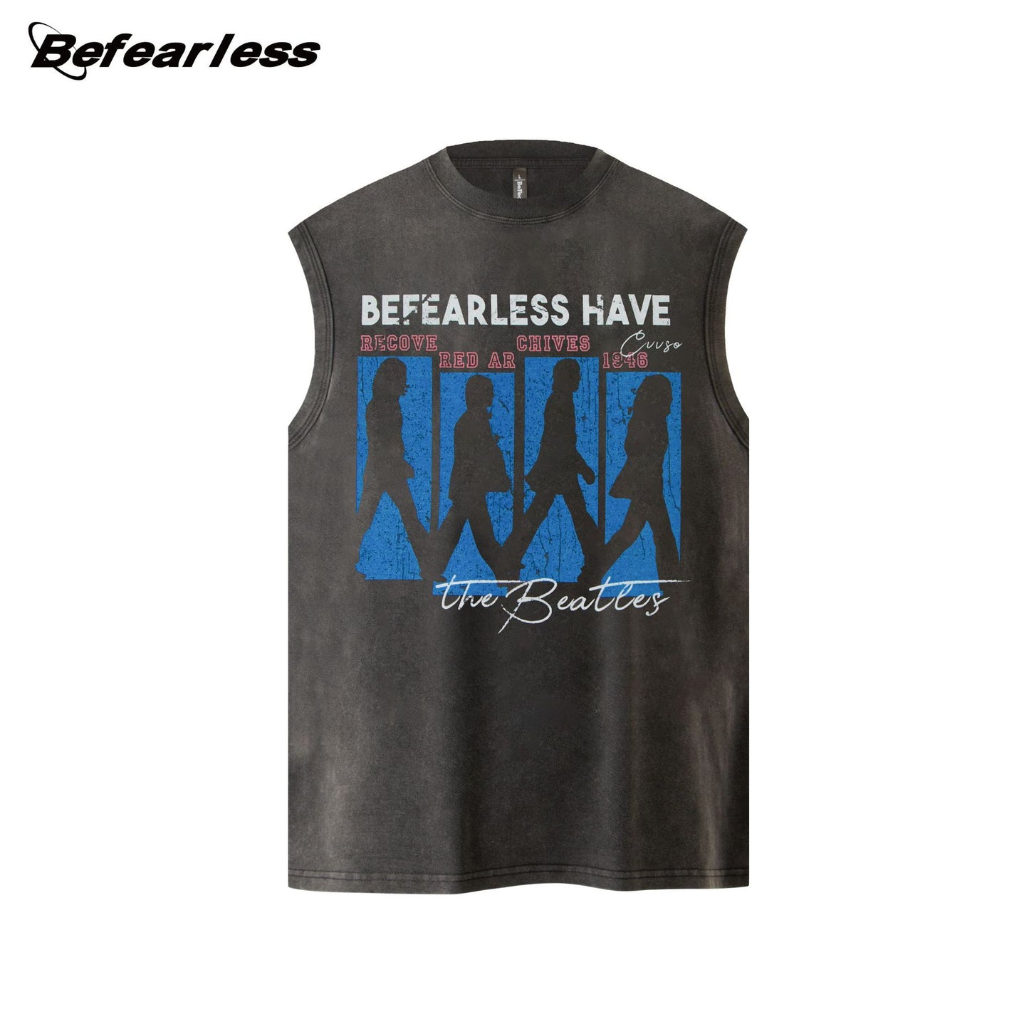 Washed Graphic Letter Sleeveless T-Shirt WN26171