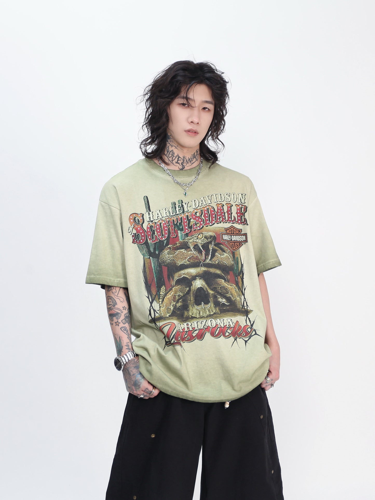 Washed Print Oversize Short Sleeve T-Shirt WN24416