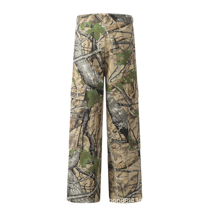 Camouflage Wide-Leg Straight Cargo Pants WN11054