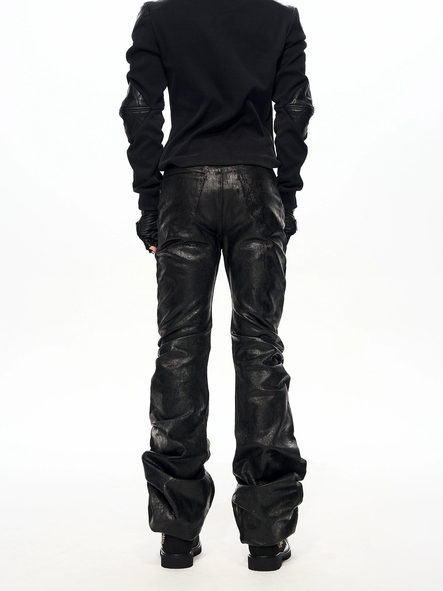 Waxed Shine Straight PU Leather Pants WN22138