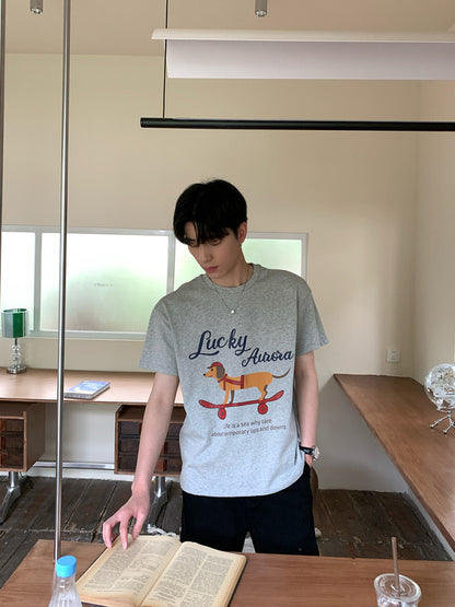 Letter Print Round Neck Short Sleeve T-Shirt WN24965