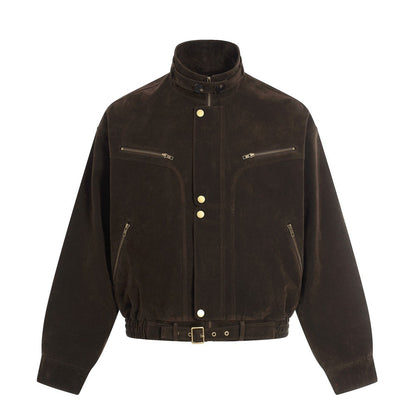 Suede Stand Neck Zipper Jacket WN27872