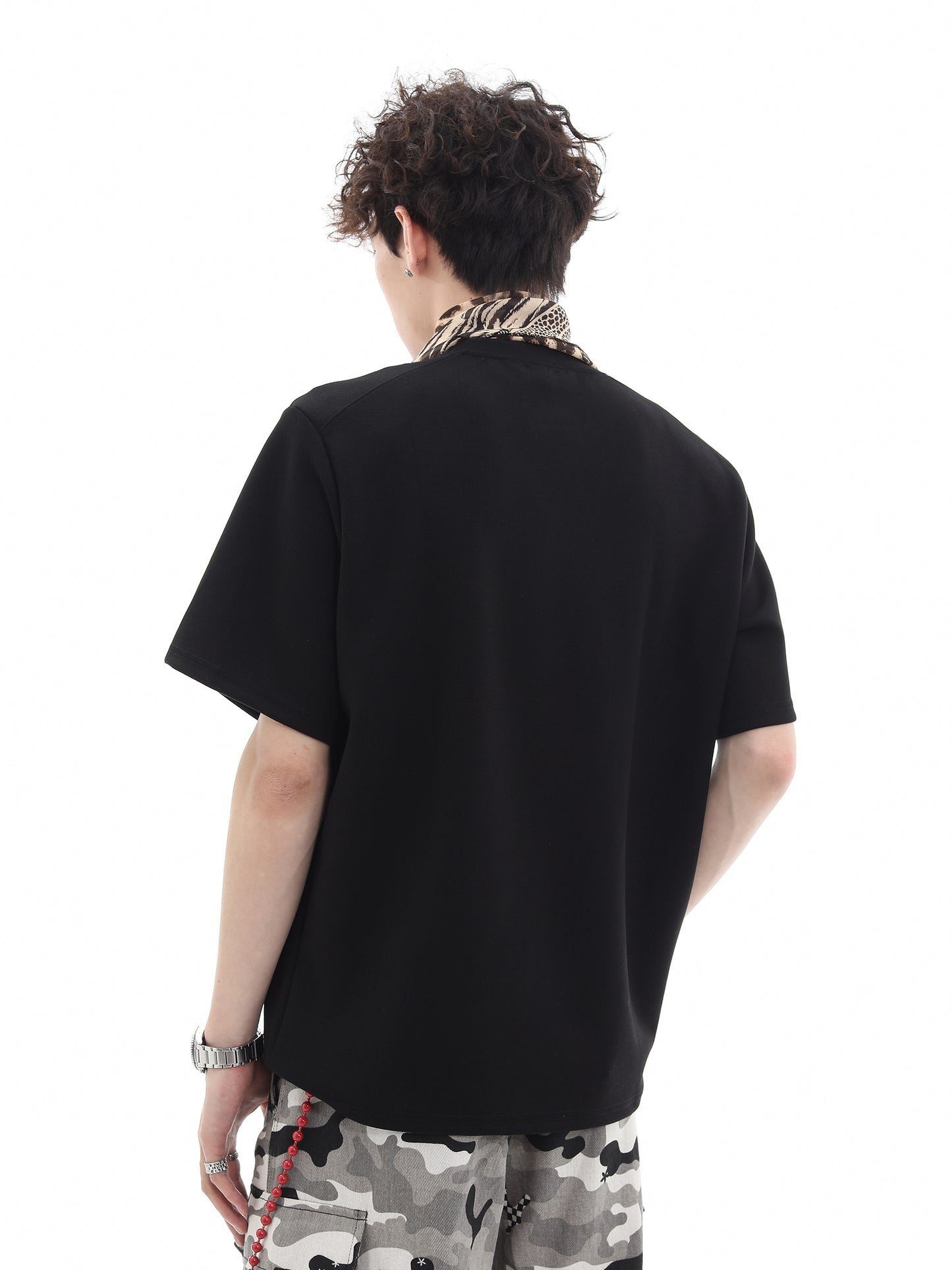 Metal Button Oversize Short Sleeve T-Shirt WN15665