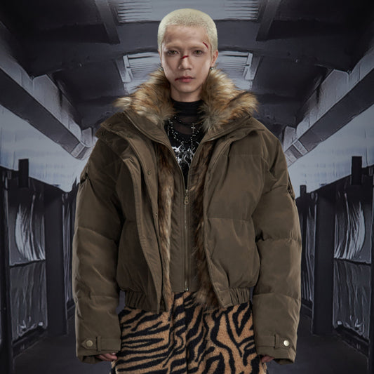 Fake Fur Collar Short Puffer Jacket WN22801