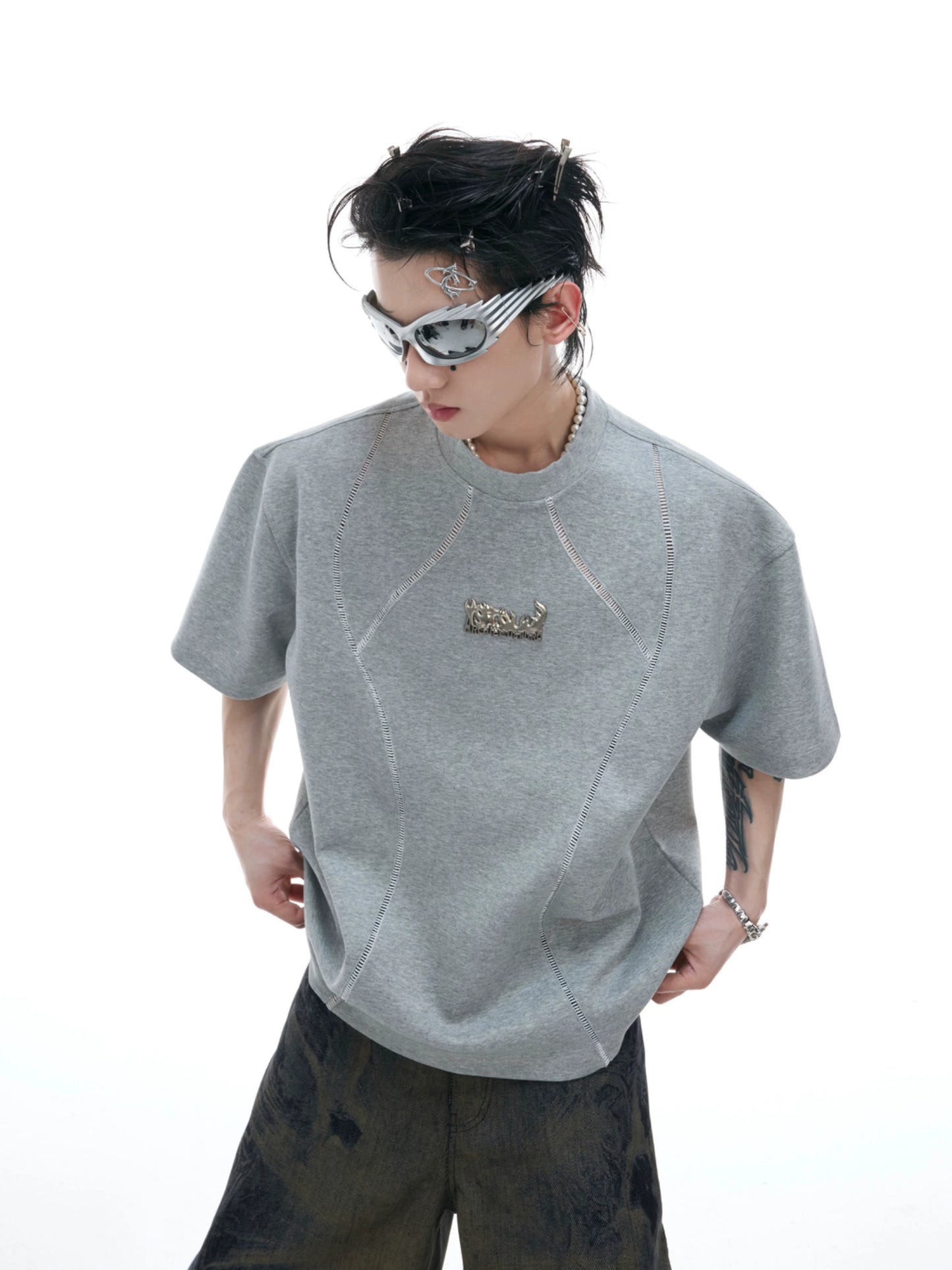 Deconstructed Metal Detail Short Sleeve T-Shirt WN18387