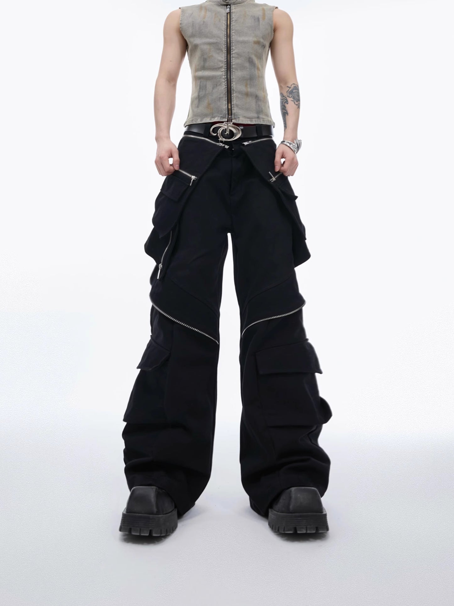 Metal Zipper Design Cargo Pants WN6479