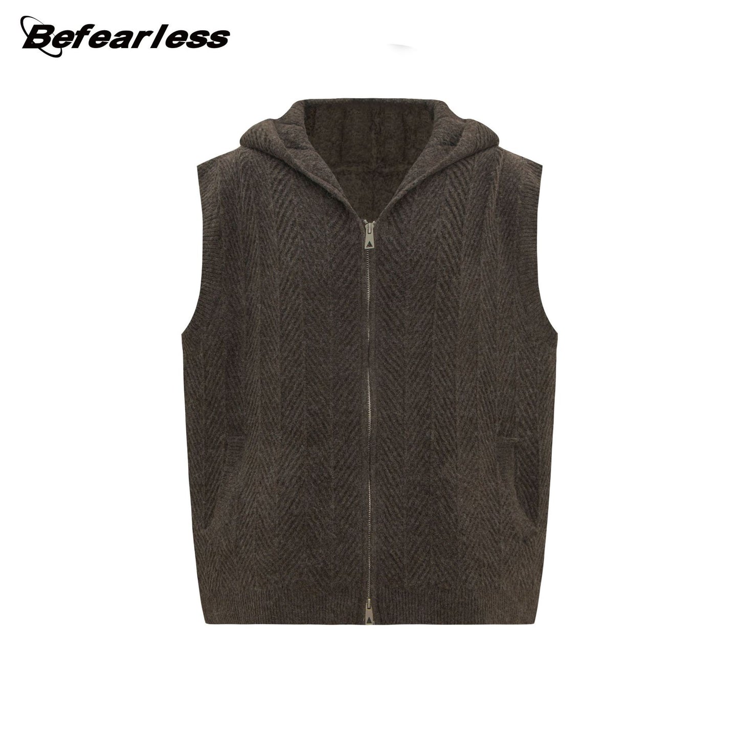 Hooded Zip-Up Knit Sweater Vest WN26232