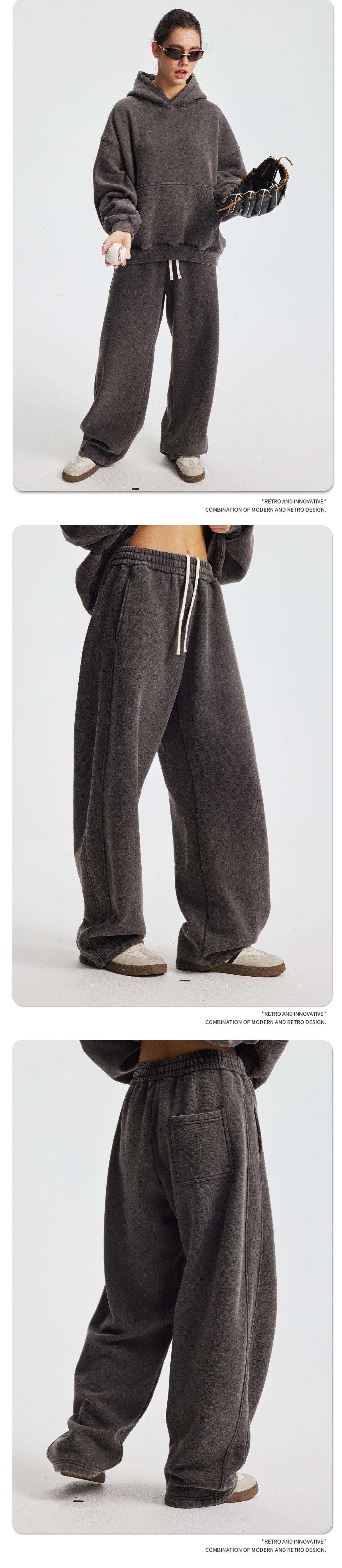 Fleece Lining Zip-Up Wax Dye Sweatpants WN23111-K