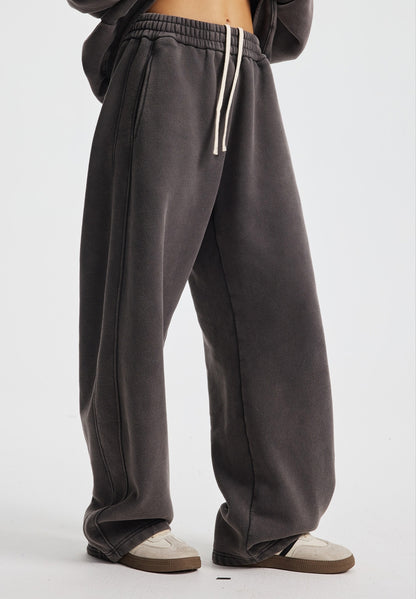 Fleece Lining Zip-Up Wax Dye Sweatpants WN23111-K