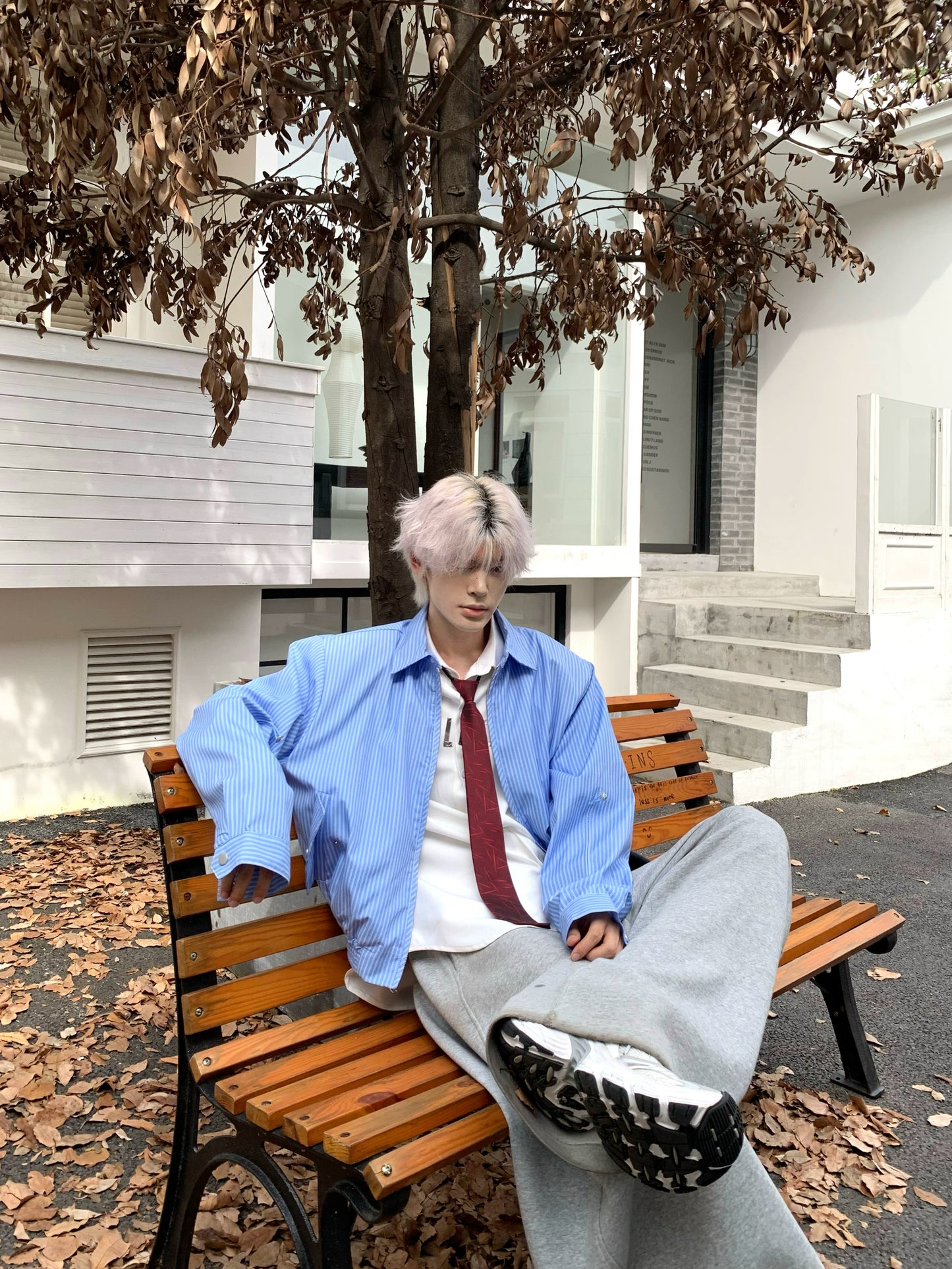 Striped Oversize Long Sleeve Shirt WN19872