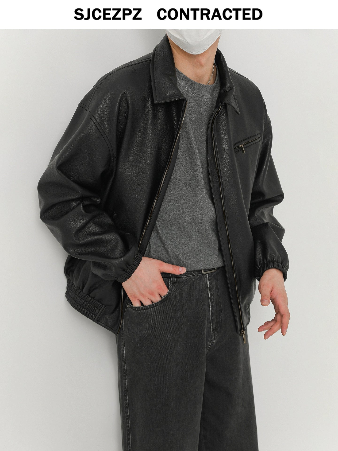 PU Leather Zipper Jacket WN21268