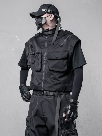Tactical Stand Neck Zipper Short Vest WN22499