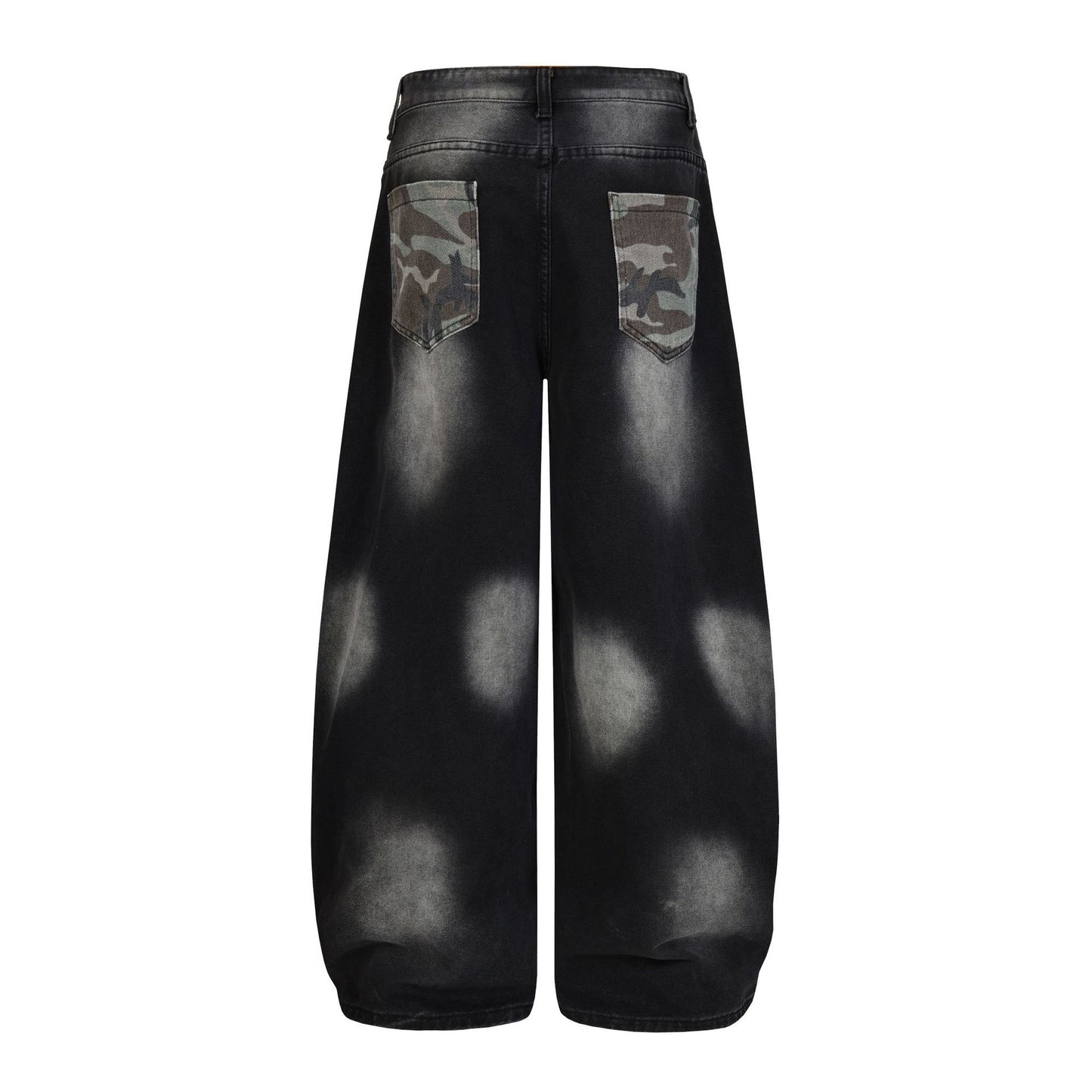 Butterfly Print Camouflage Wide Leg Denim Jeans WN25492