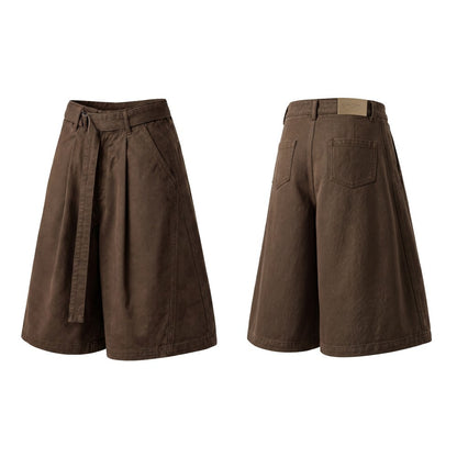 Washed Wide Leg Half Pants WN28051
