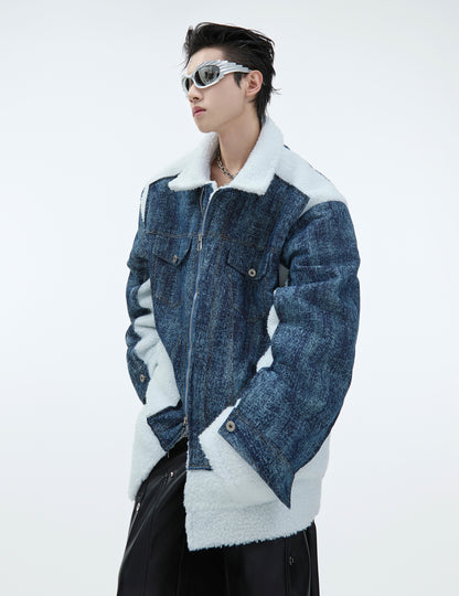 Boa Fleece Mix Oversize Denim Jacket WN9857