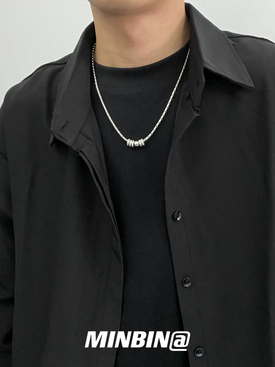 Rhinestone Circle Titanium Steel Necklace WN19253