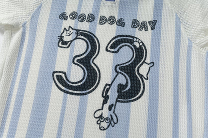 Stripe Number Print Short Sleeve Shirt WN25416