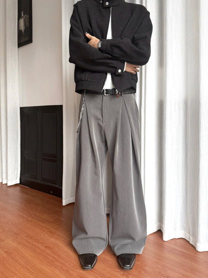 Pleated Structured Wide Leg Trousers WN22194