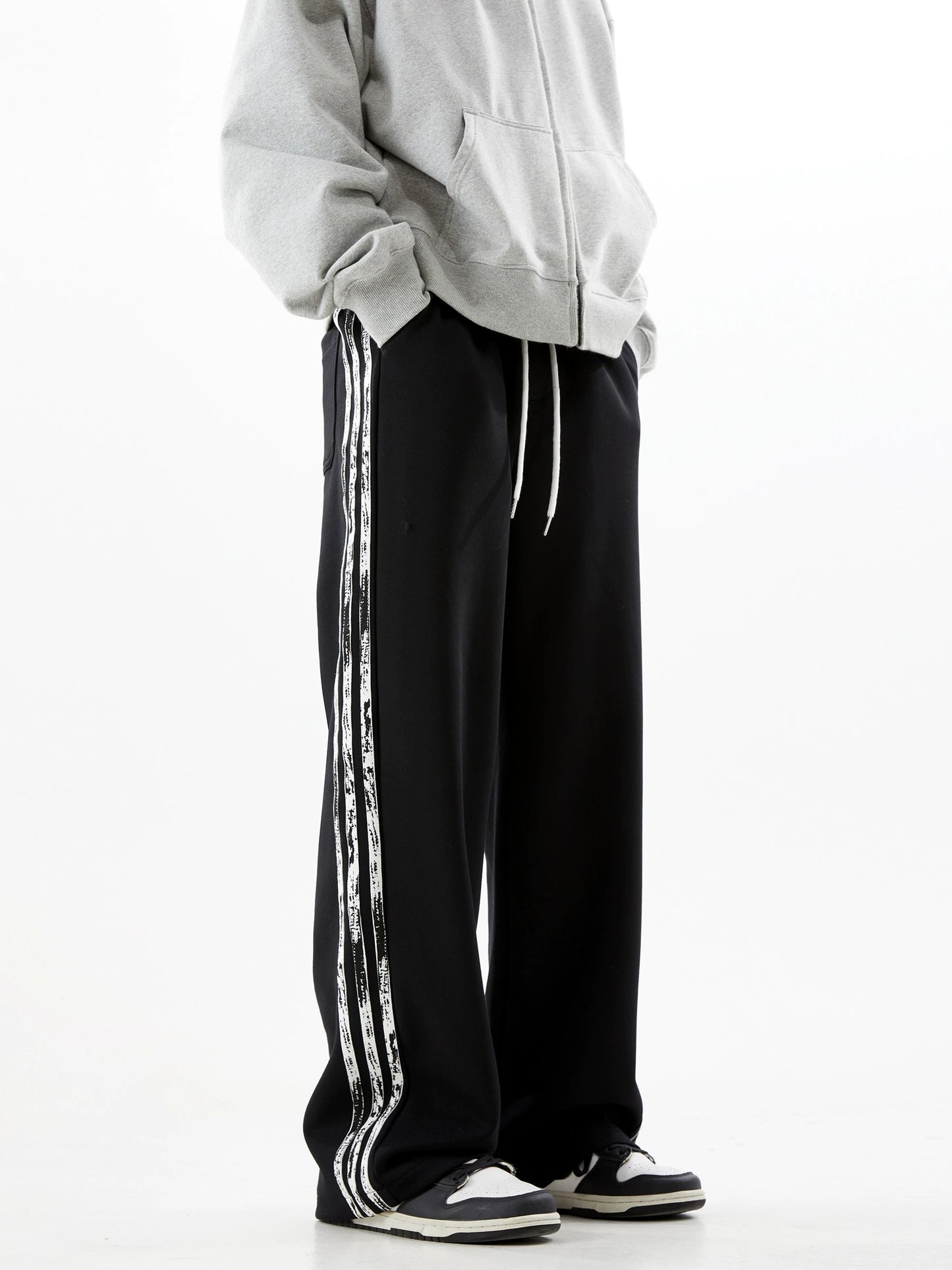 Draped Stripe Wide-Leg Straight Track Pants WN10409