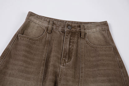 Washed Cargo Wide Leg Denim Jeans WN25392