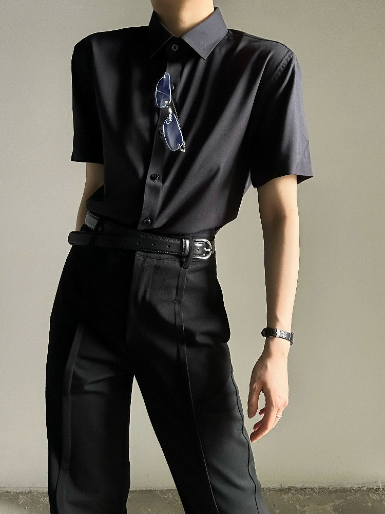 Plain Design Short Sleeve Shirt WN19660