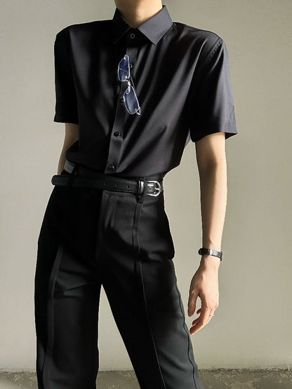 Plain Design Short Sleeve Shirt WN19660