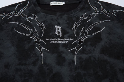 Washed Thorn Print Short Sleeve T-Shirt WN25543
