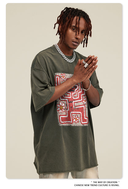 Washed Print Short Sleeve T-Shirt WN7824