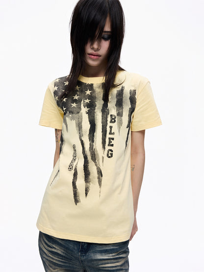 Graffiti Print Washed Cropped Short Sleeve T-Shirt WN27310