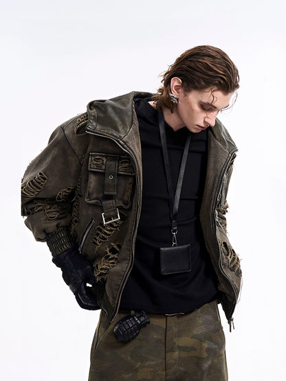 Washed Damage Hooded Jacket WN11732 WN11732