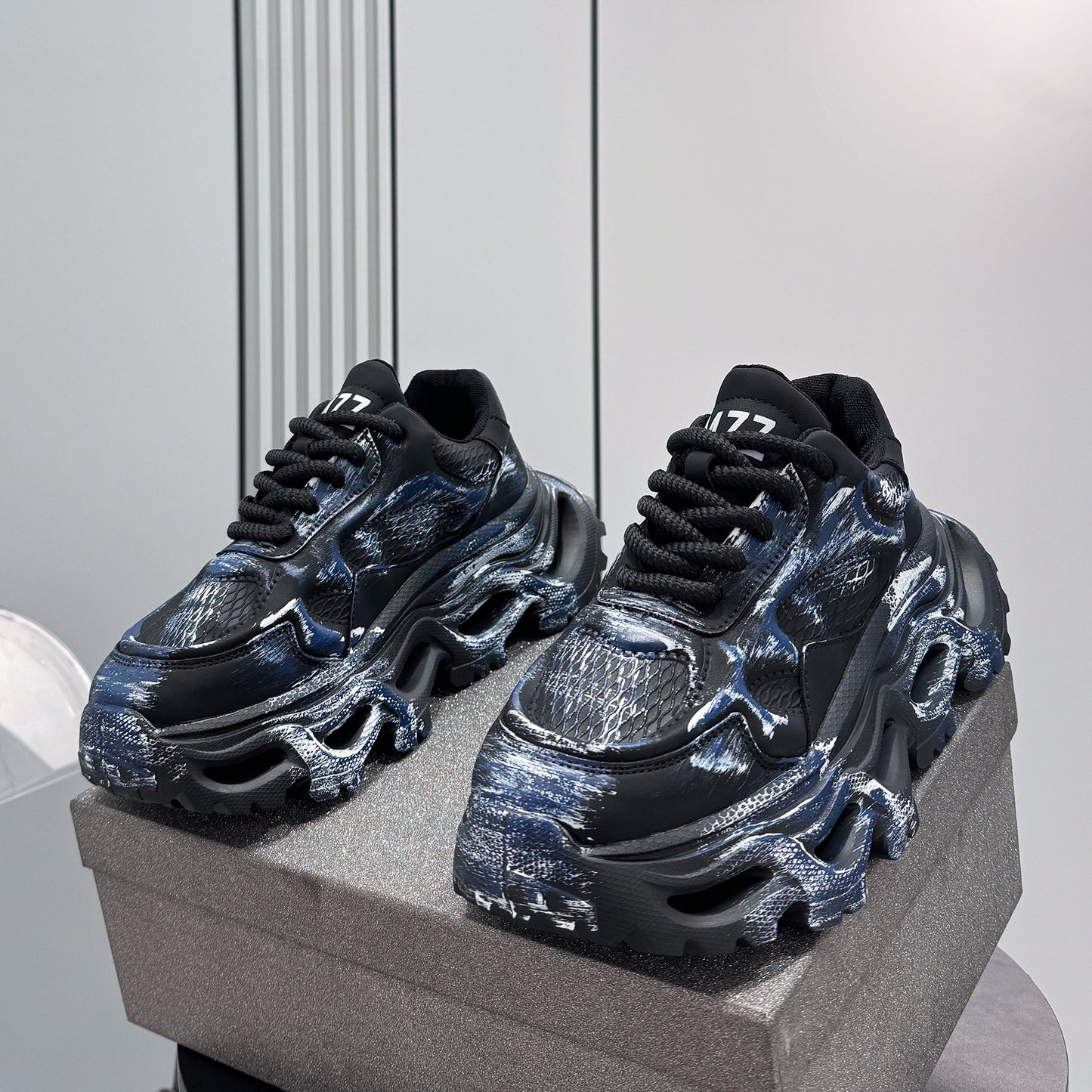 Paint Snake Print Chunky Sole Sneakers WN24697