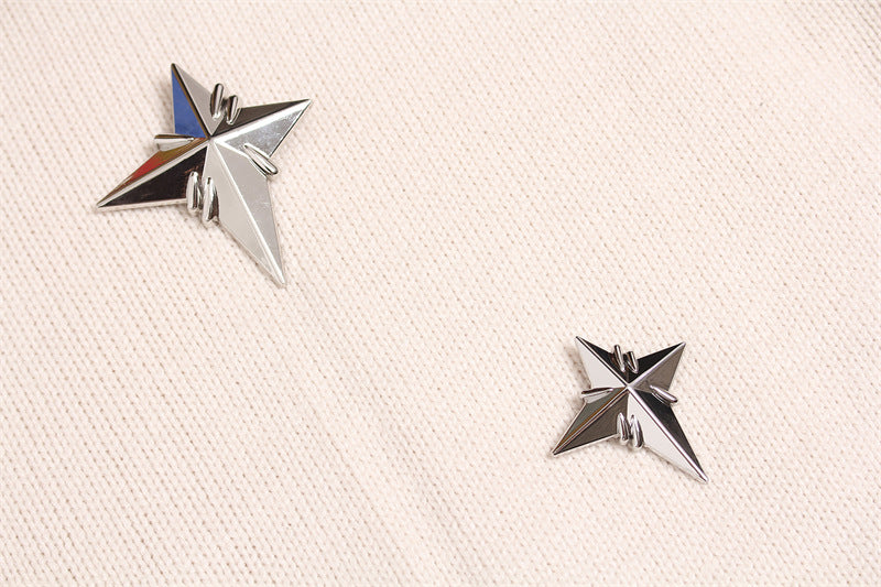 Damage Zipper Stand Neck Knit Cardigan WN11157