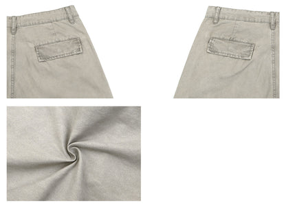 Heavyweight Washed Pleats Wide Leg Cargo Pants WN26307