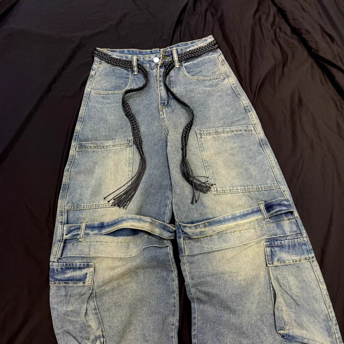 Cargo Pocket Wide Leg Denim Jeans WN27961