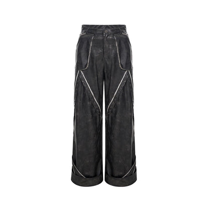 Glossy Heavyweight PU Leather Straight Pants WN10226