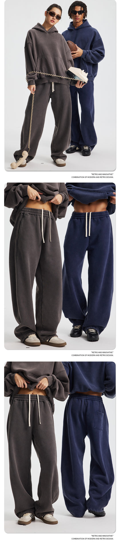 Fleece Lining Zip-Up Wax Dye Sweatpants WN23111-K