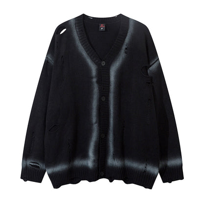 Graffiti Spray-Paint Damage Knit Cardigan WN11173