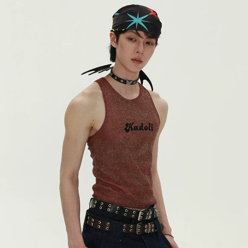 Graphic Letter Print Glossy Tank Top WN20223