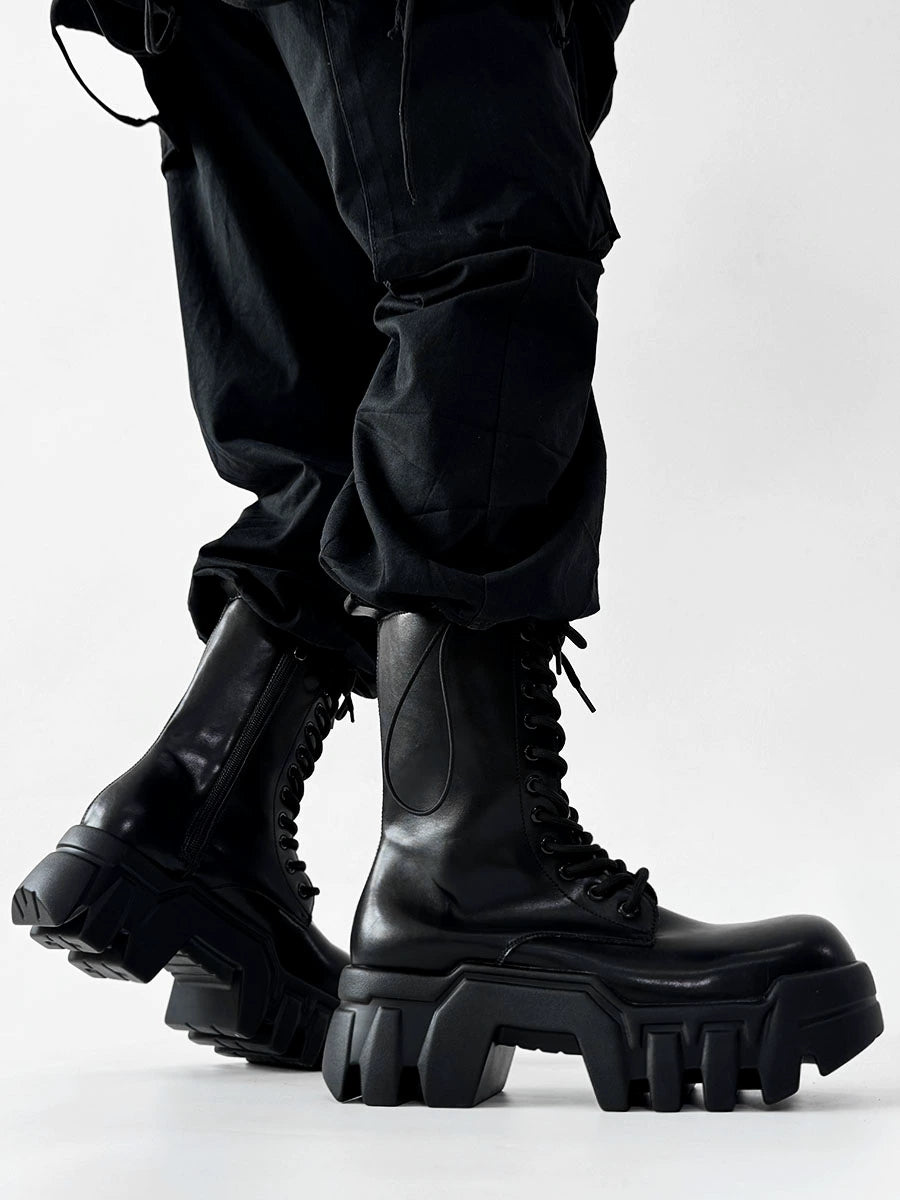 Chunky Sole High-Top Zipper Design Leather Boots WN19181