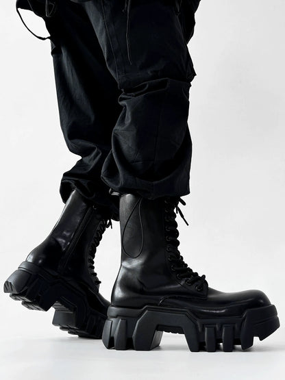 Chunky Sole High-Top Zipper Design Leather Boots WN19181