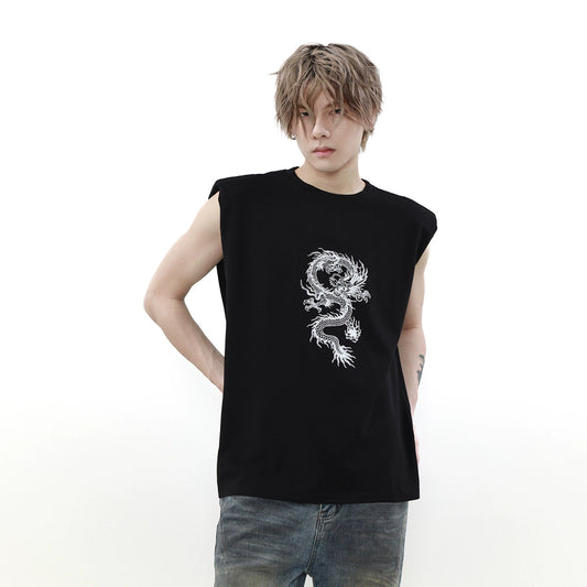 Dragon Print Sleeveless T-shirt WN7515