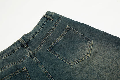 Washed Embroidery Wide Leg Denim Jeans WN25406