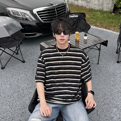 Oversize Stripe Short Sleeve T-Shirt WN25214