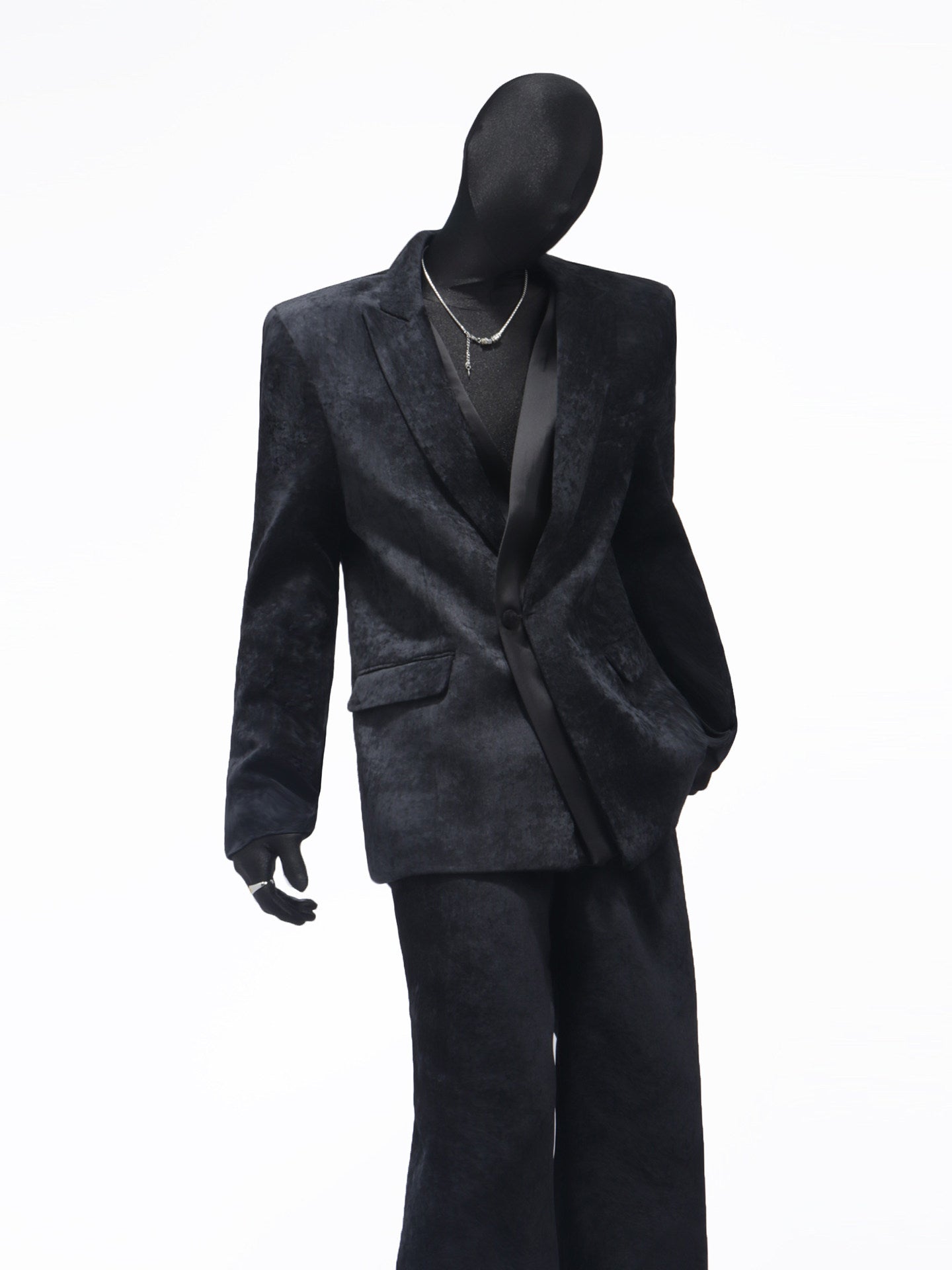 Suede Texture Tailored Jacket & Wide Leg Trousers Setup WN23711