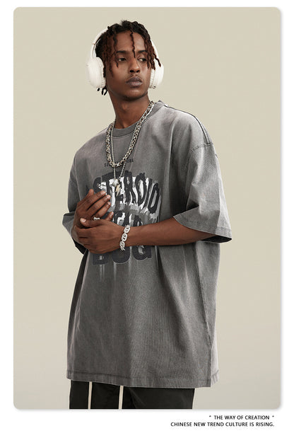 Washed Round Neck Pure Cotton Short Sleeve T-Shirt WN7832