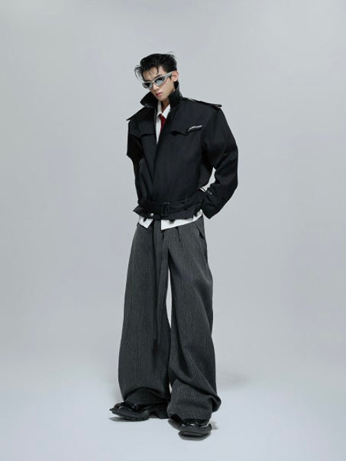 Deconstructed Vertical Stripe Wide Leg Trousers WN21716