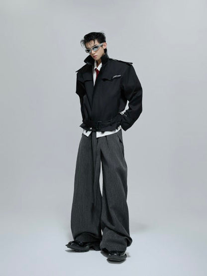 Crinkled High Waist Wide Leg Trousers WN21717